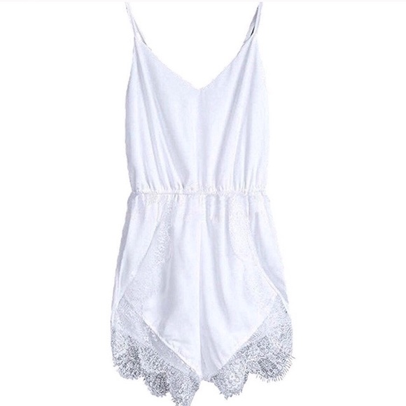 Pants - Face N Face White Lace Romper